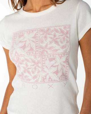 Roxy Women's Flower Tile 90's Baby Tee - Cloud Dancer