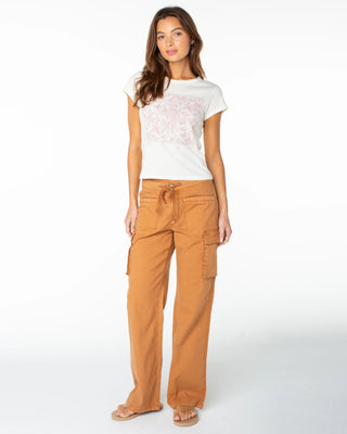 Roxy Women's Flower Tile 90's Baby Tee - Cloud Dancer