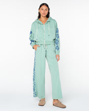 Roxy Women's Fringing Reefs Zip-Up Hoodie - Granite Green Fringing Reefs