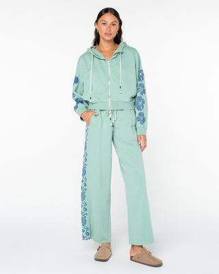 Roxy Women's Fringing Reefs Zip-Up Hoodie - Granite Green Fringing Reefs