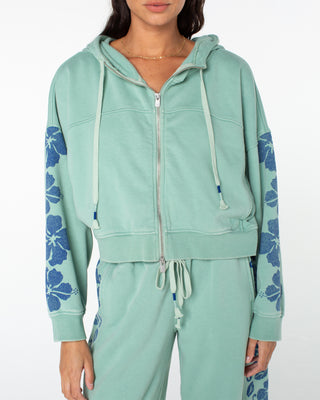 Roxy Women's Fringing Reefs Zip-Up Hoodie - Granite Green Fringing Reefs