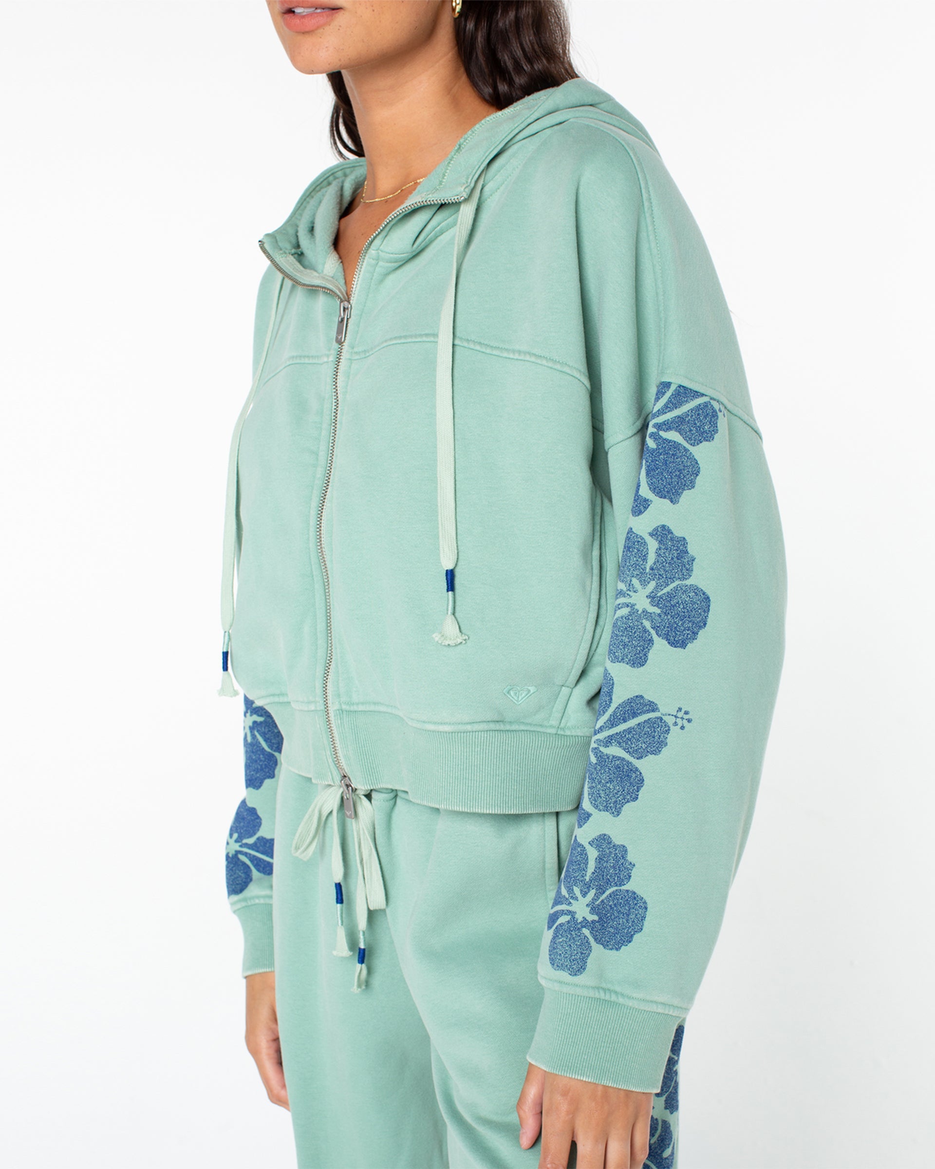 Roxy Women's Fringing Reefs Zip-Up Hoodie - Granite Green Fringing Reefs