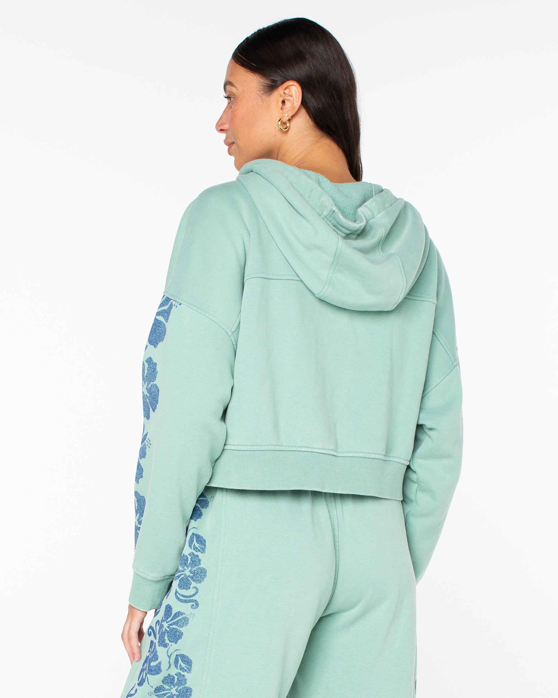 Roxy Women's Fringing Reefs Zip-Up Hoodie - Granite Green Fringing Reefs