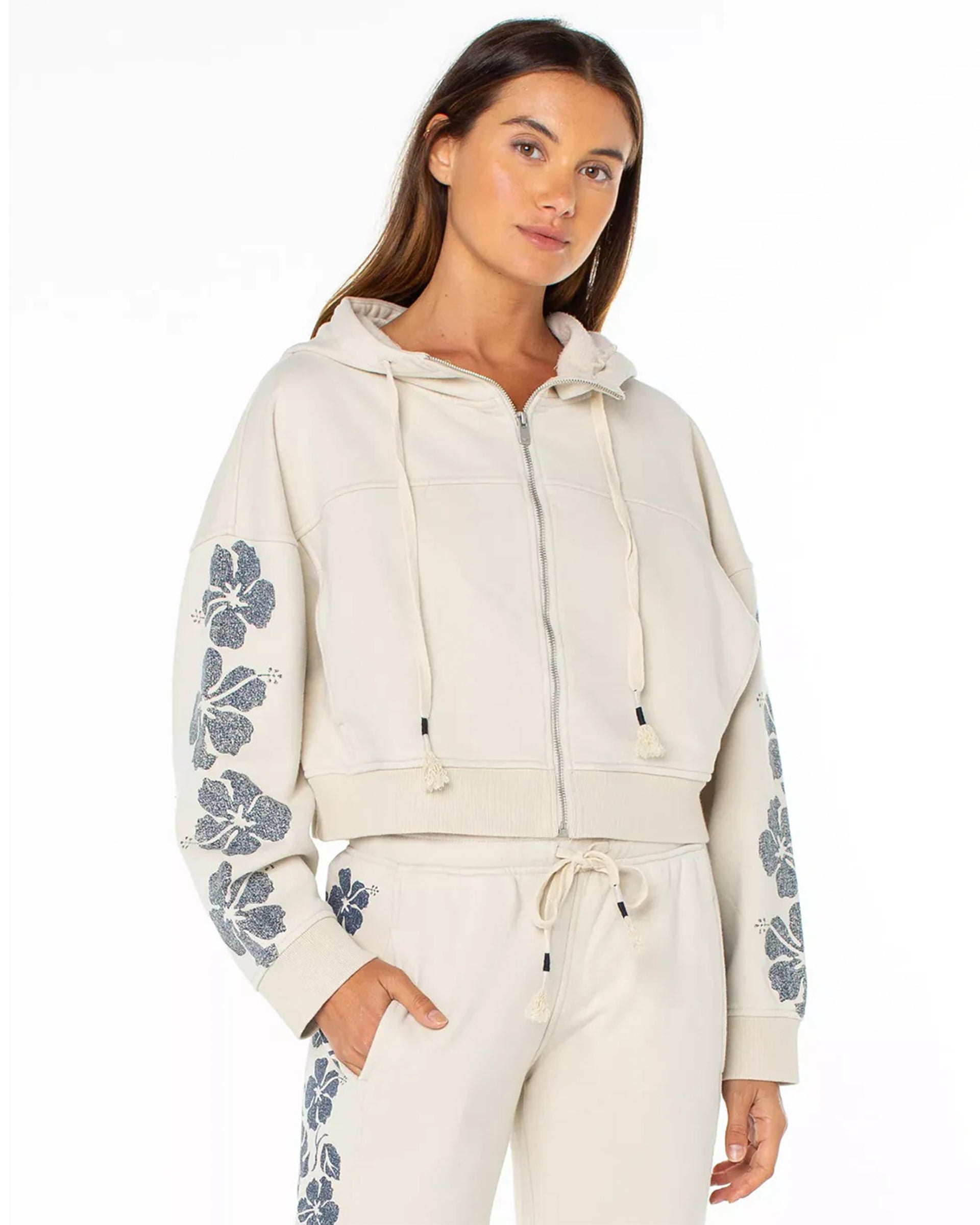 Roxy Women's Fringing Reefs Zip-Up Hoodie - Pumice Stone