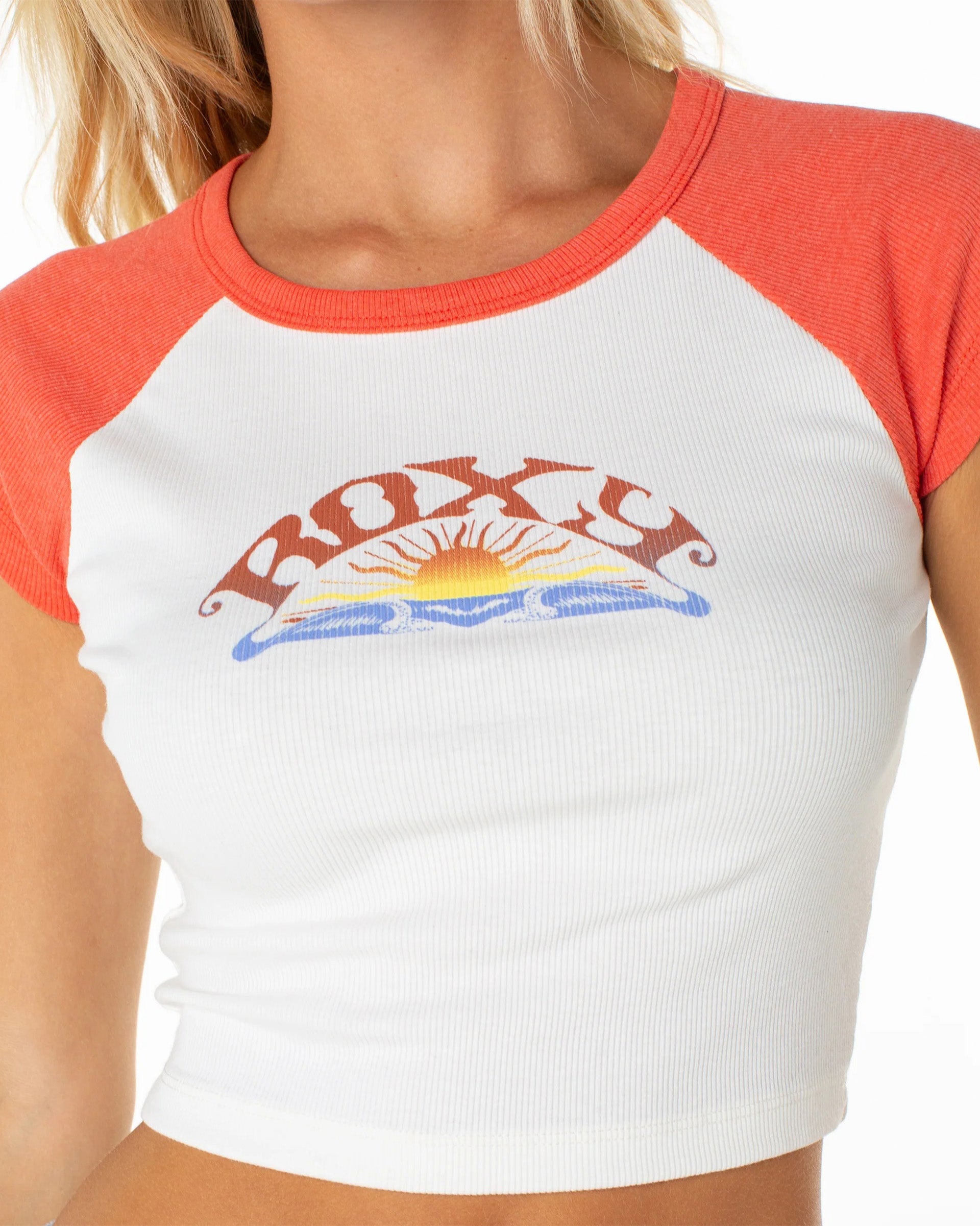 Roxy Women's Garrett Wave S/S T-Shirt - Hot Coral Garrett Wave