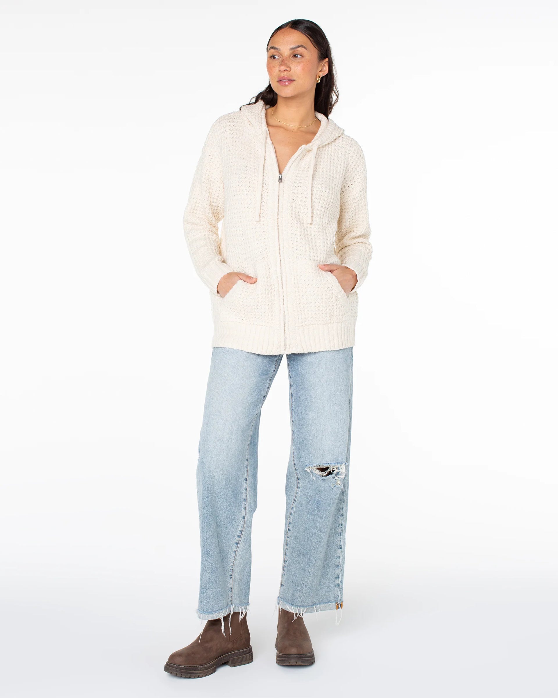 Roxy Women's Glassy Mornings Zip-Up Hoodie - Parchment