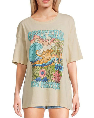 Roxy Women's Grateful For Nature Short Sleeve T-Shirt - Parchment
