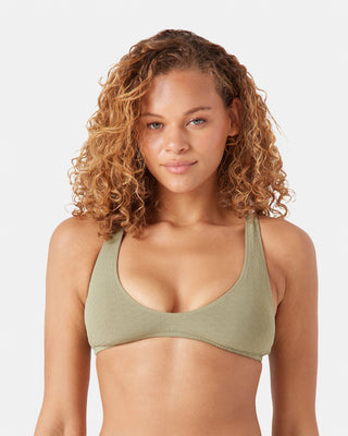 Roxy Women's Haleiwa Bralette Bikini Top - Oil Green