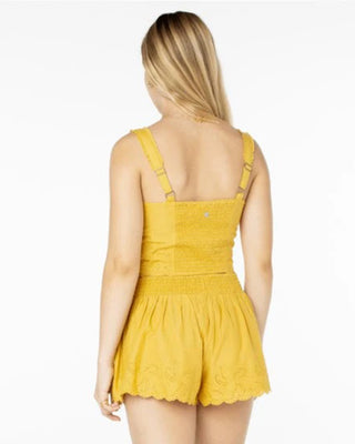 Roxy Women's Hazel Lace Up Tank Top - Amber Gold Solid