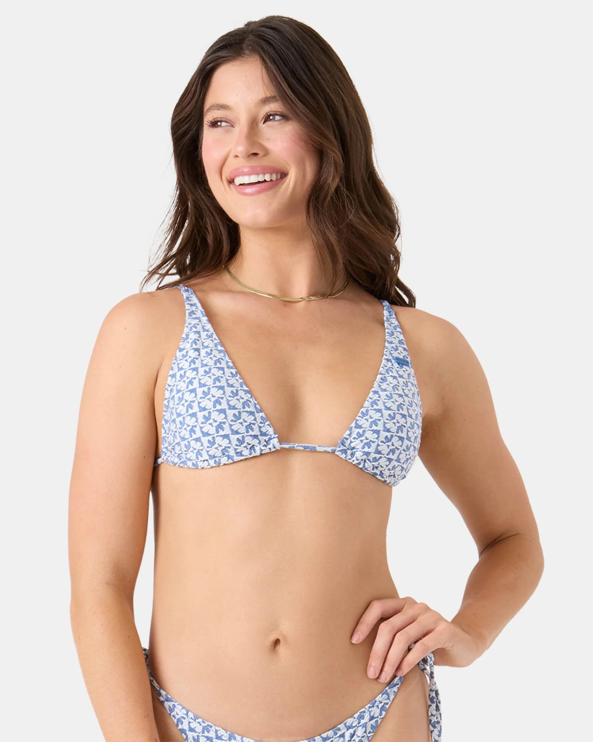 Roxy Women's Hazy Dazy Built Up Triangle Bikini Top - Blue