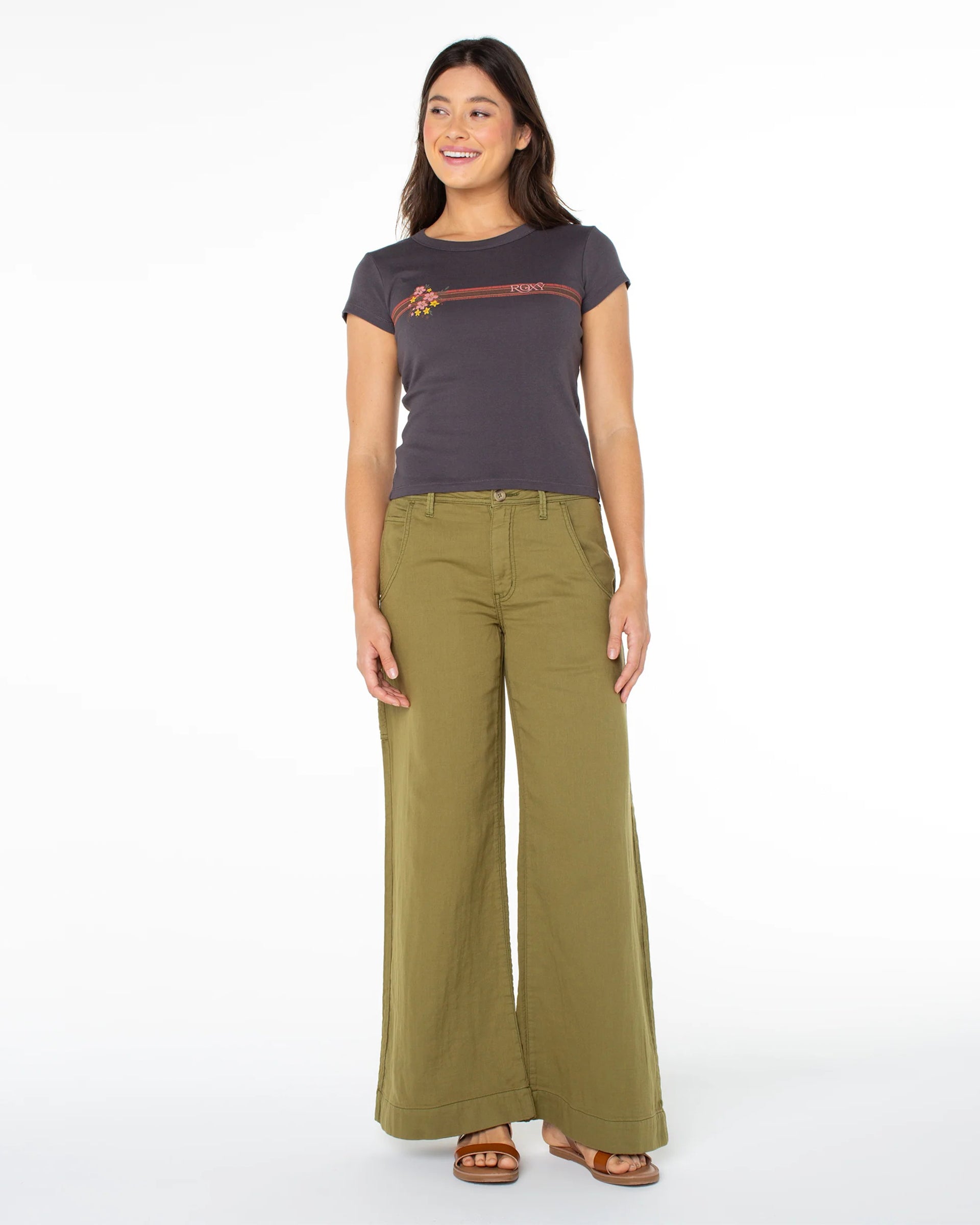 Roxy Women's Heritage Stripe 90's Baby Tee - Phantom