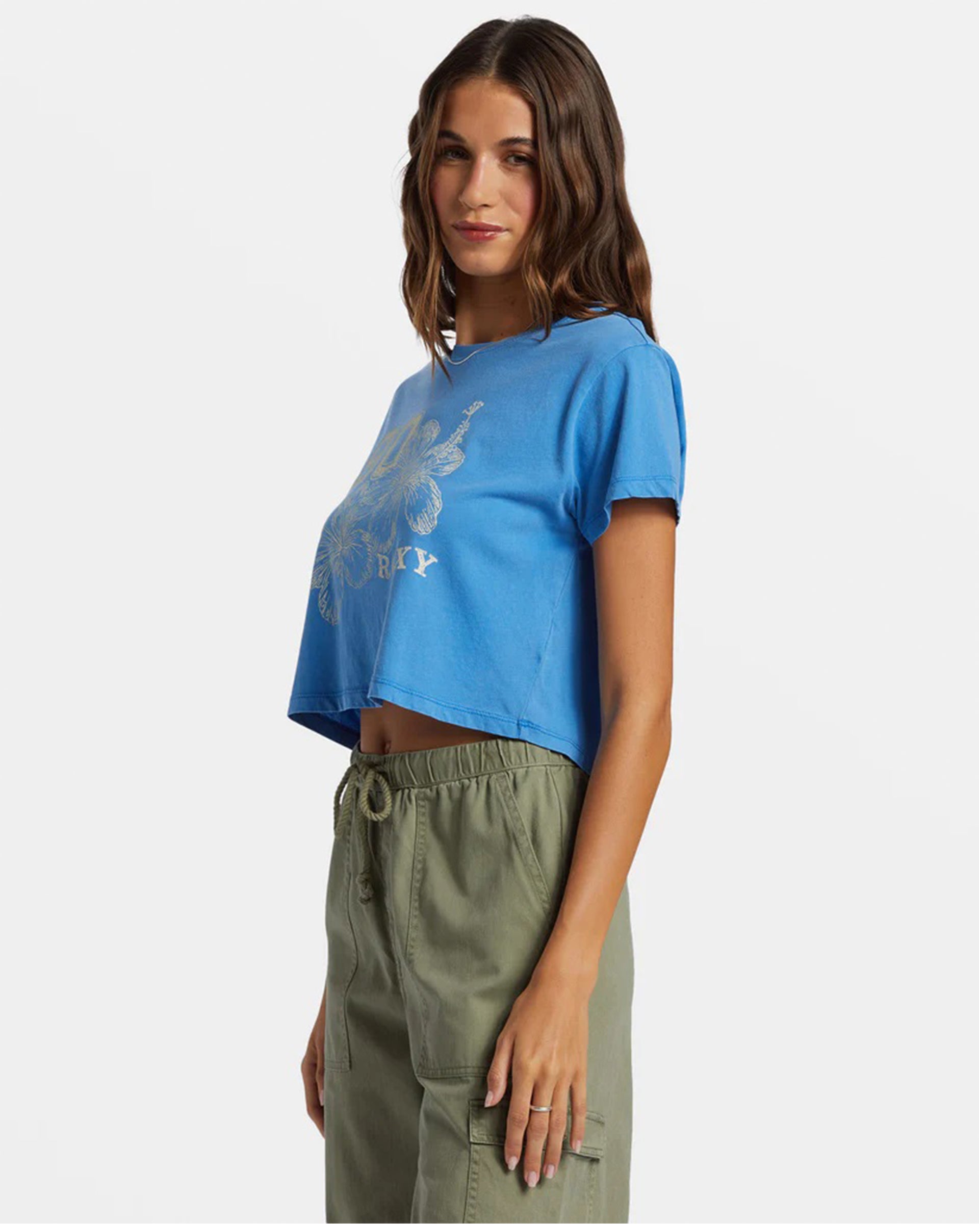 Roxy Women's Hibiscus Collegiate Cropped S/S T-Shirt