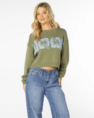Roxy Women's Hibiscus Harmony Sweater - Oil Green