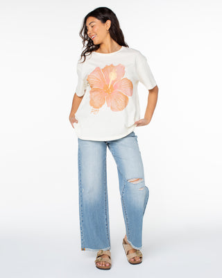 Roxy Women's Hibiscus Spray Short Sleeve T-Shirt - Egret Hibiscus spray