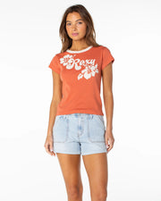 Roxy Women's Hibiscus View 90's Baby T-Shirt - Ginger Spice