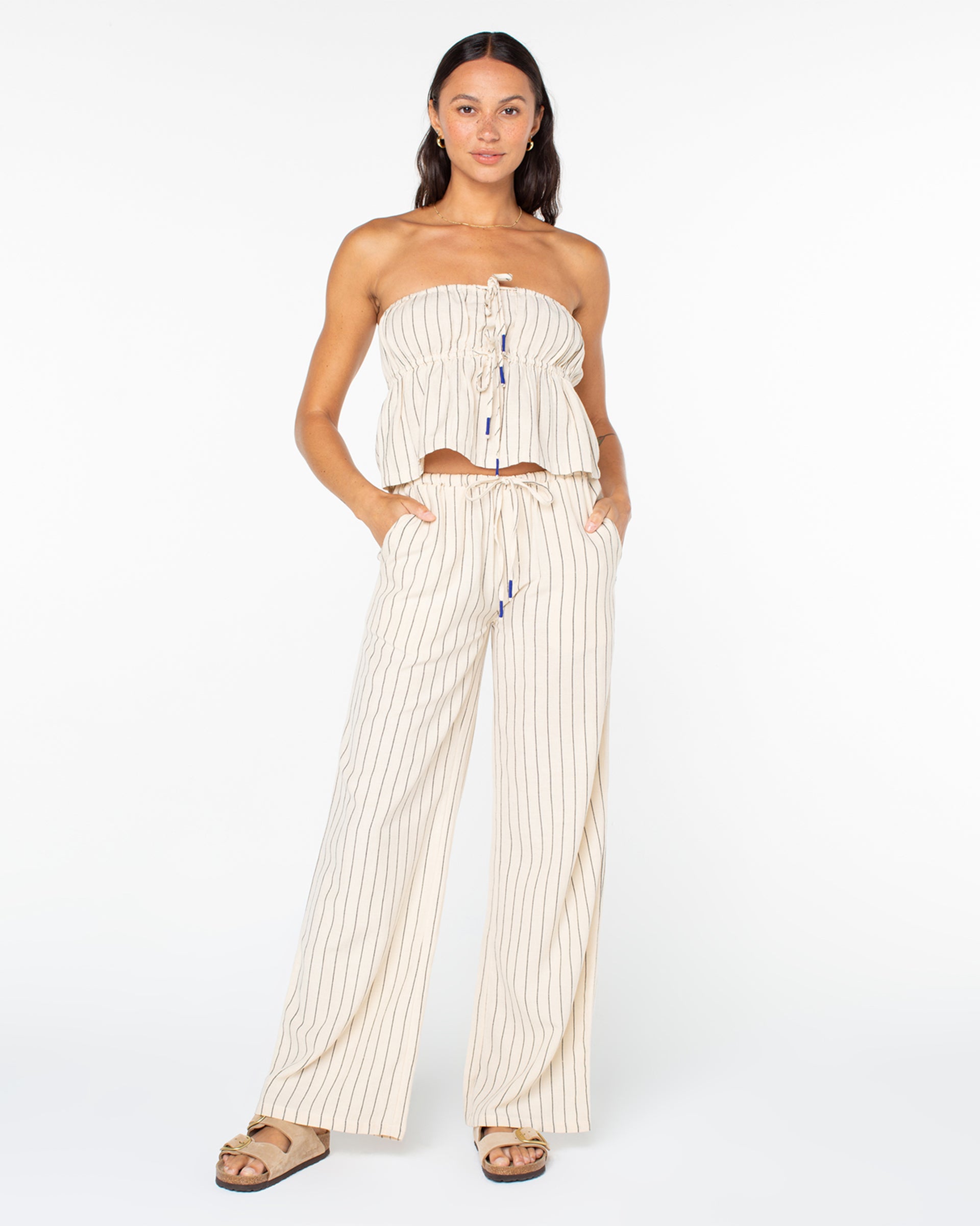 Roxy Women's Iyla Pants - Parchment Simple Stripe