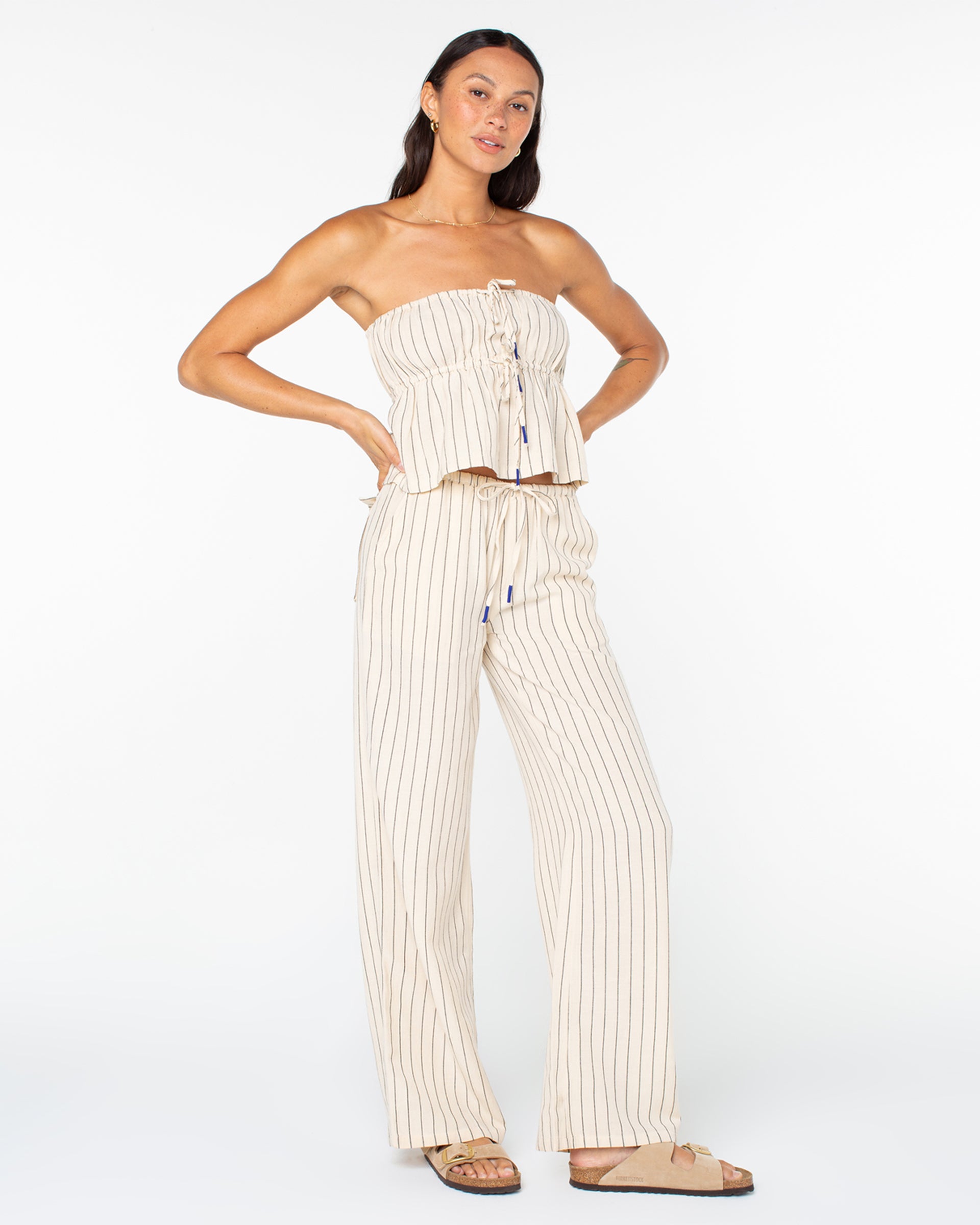 Roxy Women's Iyla Top - Parchment Simple Stripe