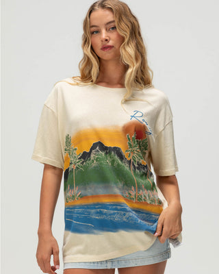Roxy Women's Ko'Olau Scenic Short Sleeve Boyfriend T-Shirt - Natural