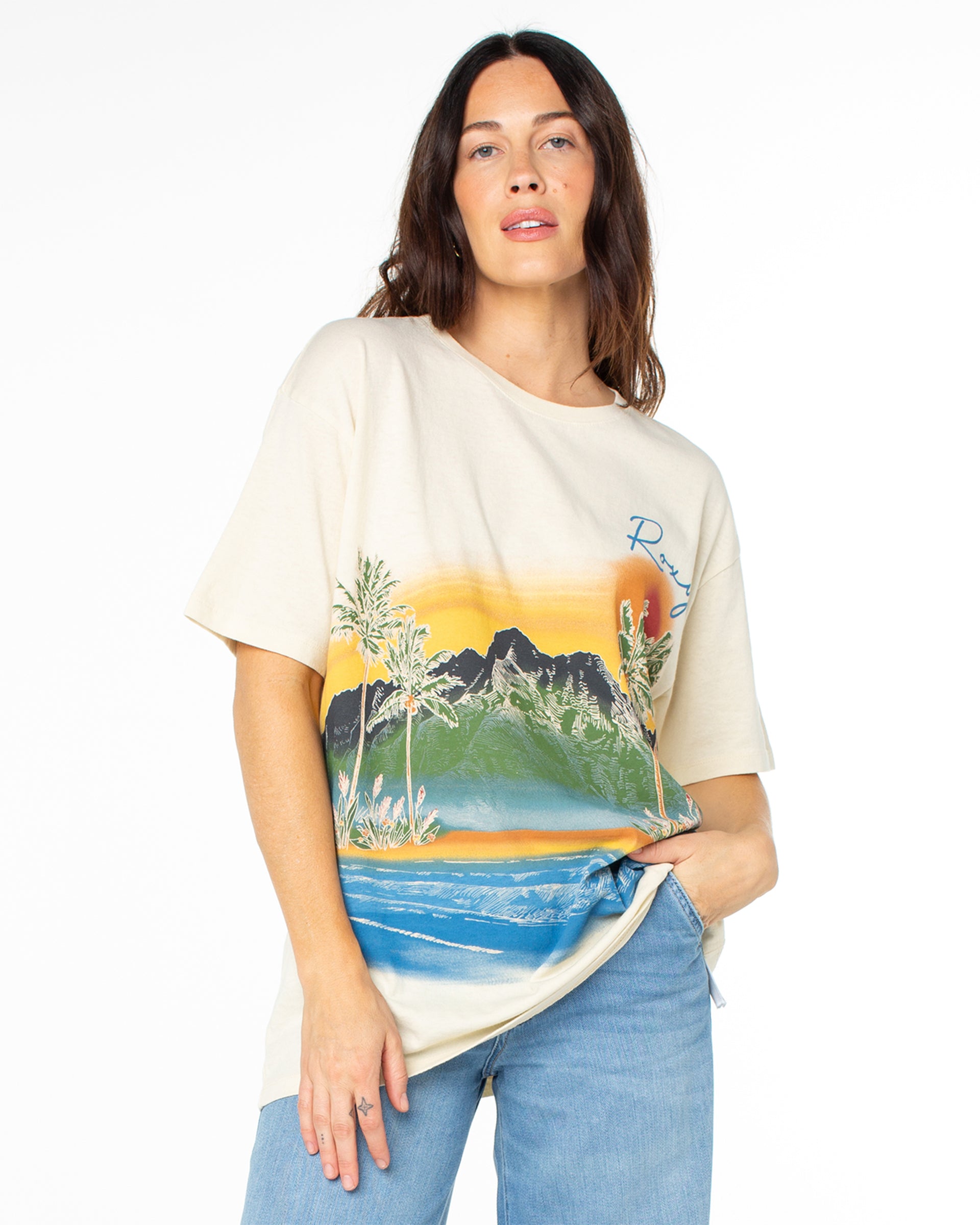 Roxy Women's Ko'olau Scenic Short Sleeve T-Shirt - Parchment