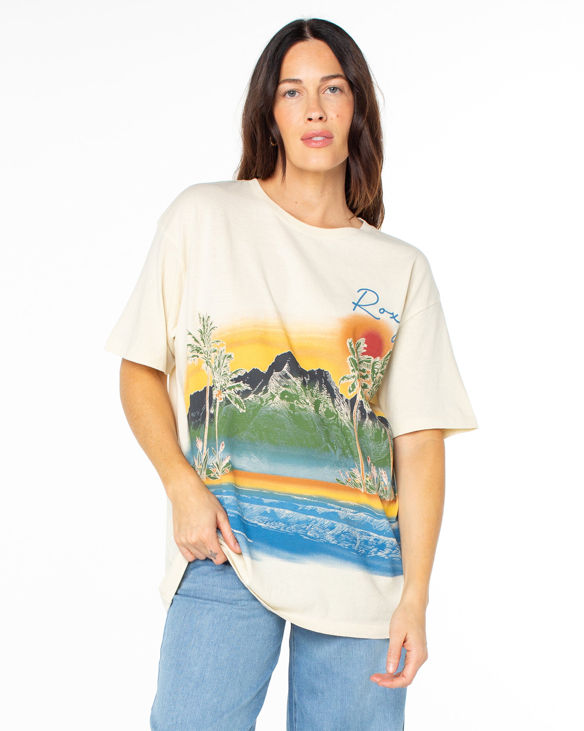 Roxy Women's Ko'olau Scenic Short Sleeve T-Shirt - Parchment
