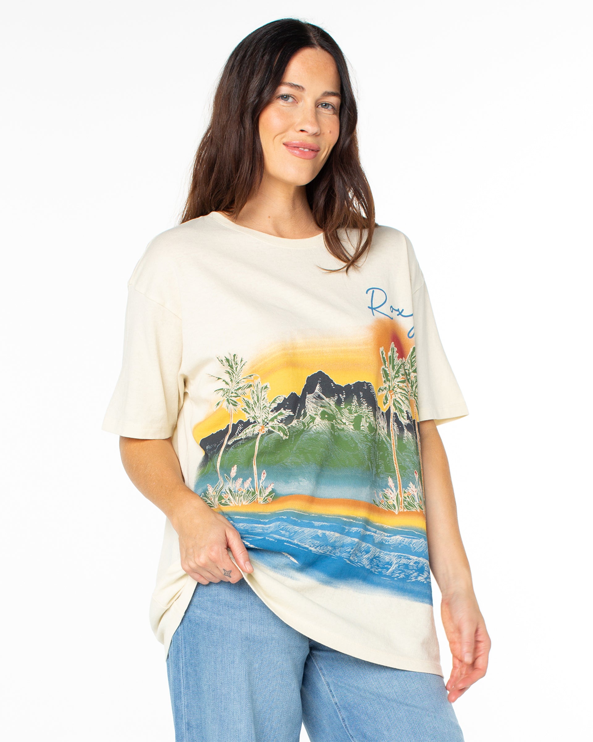 Roxy Women's Ko'olau Scenic Short Sleeve T-Shirt - Parchment