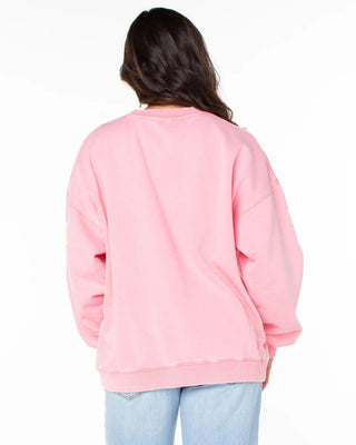 Roxy Women's Lineup Oversized Crewneck Sweater - Strawberry Pink Okinawa Stripe