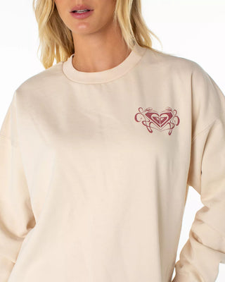 Roxy Women's Lineup Oversized Crewneck Sweater - Parchment