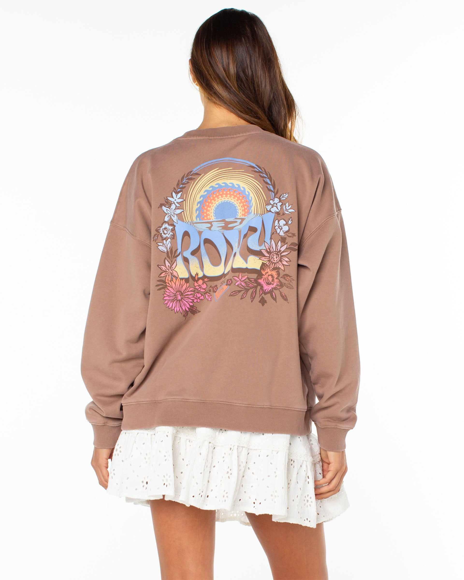 Roxy Women's Lineup Oversized Crew Sweater - Brownie Tribal Sunset