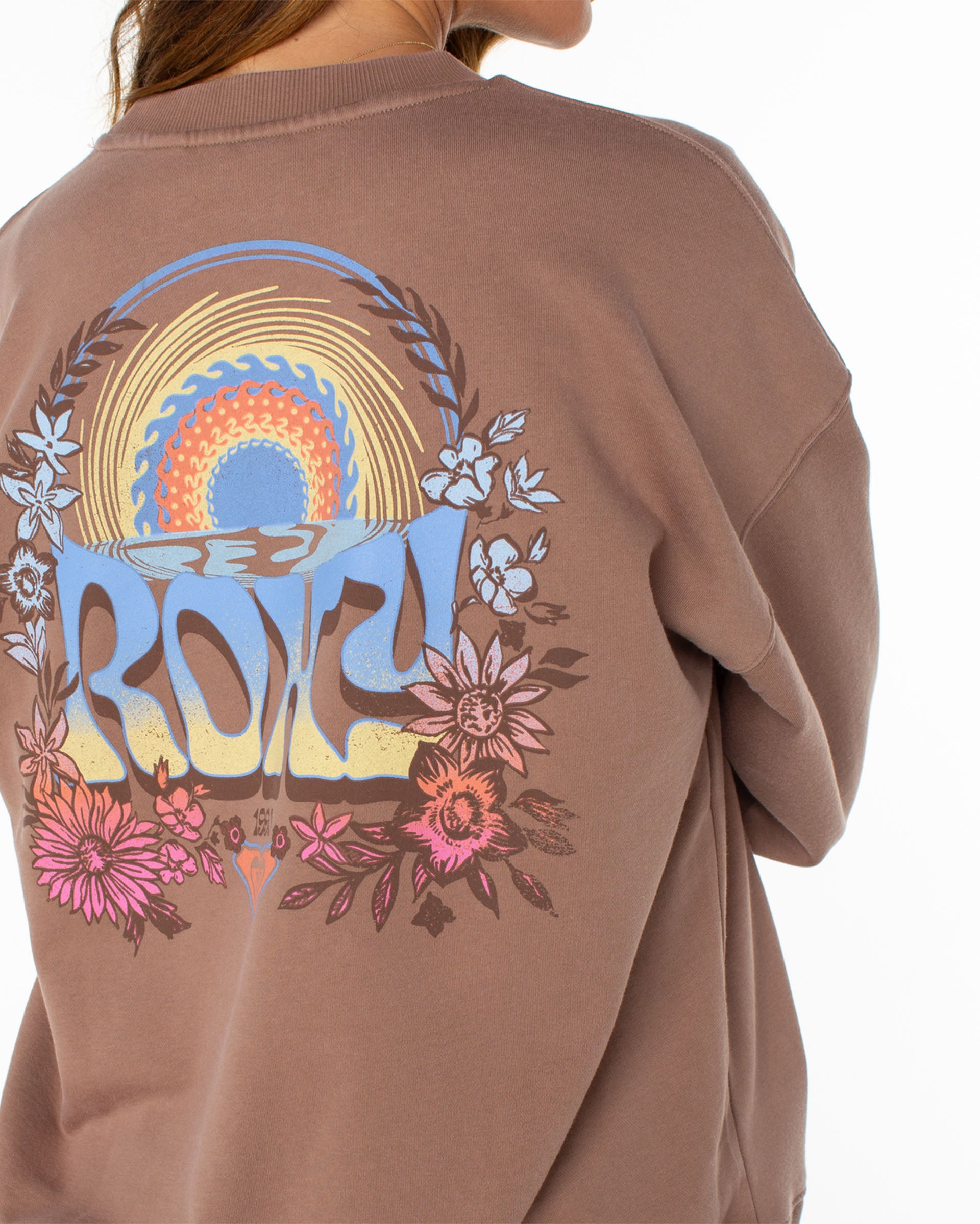Roxy Women's Lineup Oversized Crew Sweater - Brownie Tribal Sunset