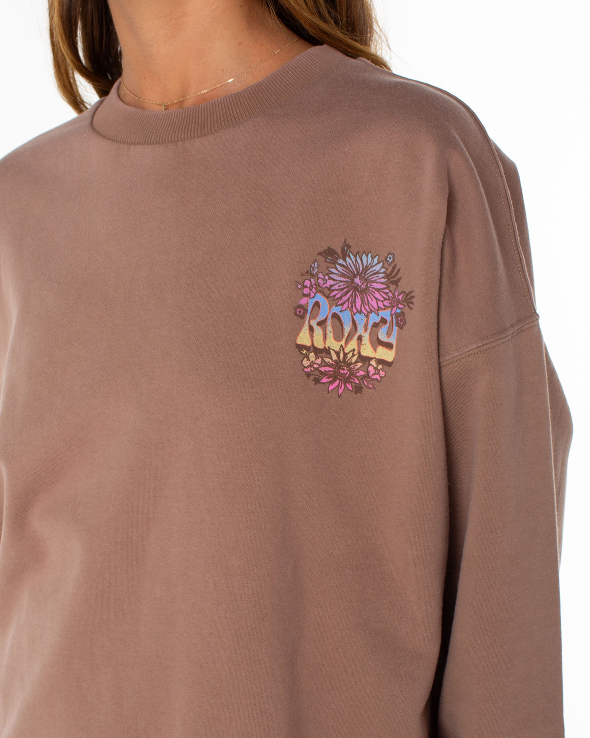 Roxy Women's Lineup Oversized Crew Sweater - Brownie Tribal Sunset