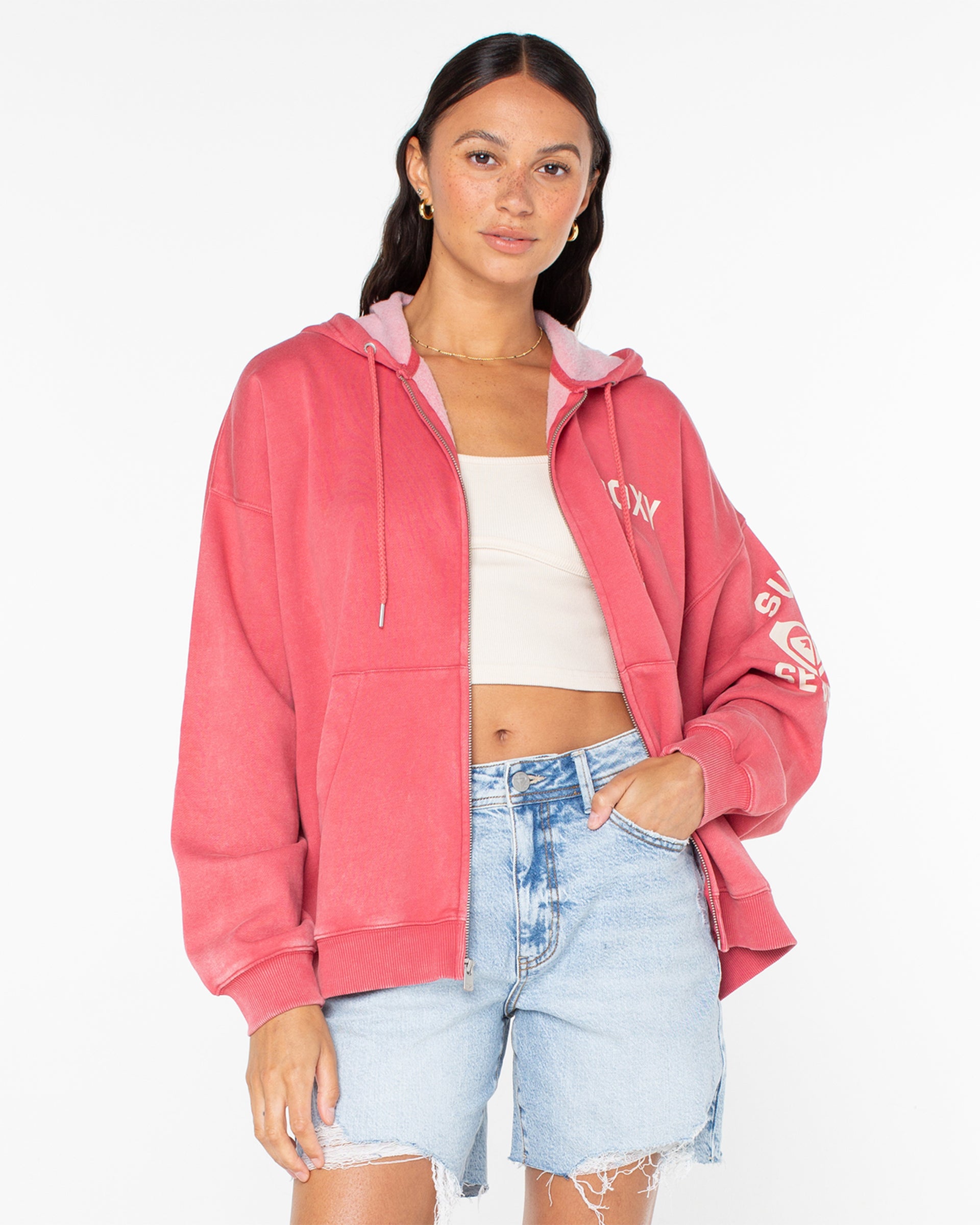 Lineup Oversized Zip-Up Hoodie - Pink – Jack's Surfboards