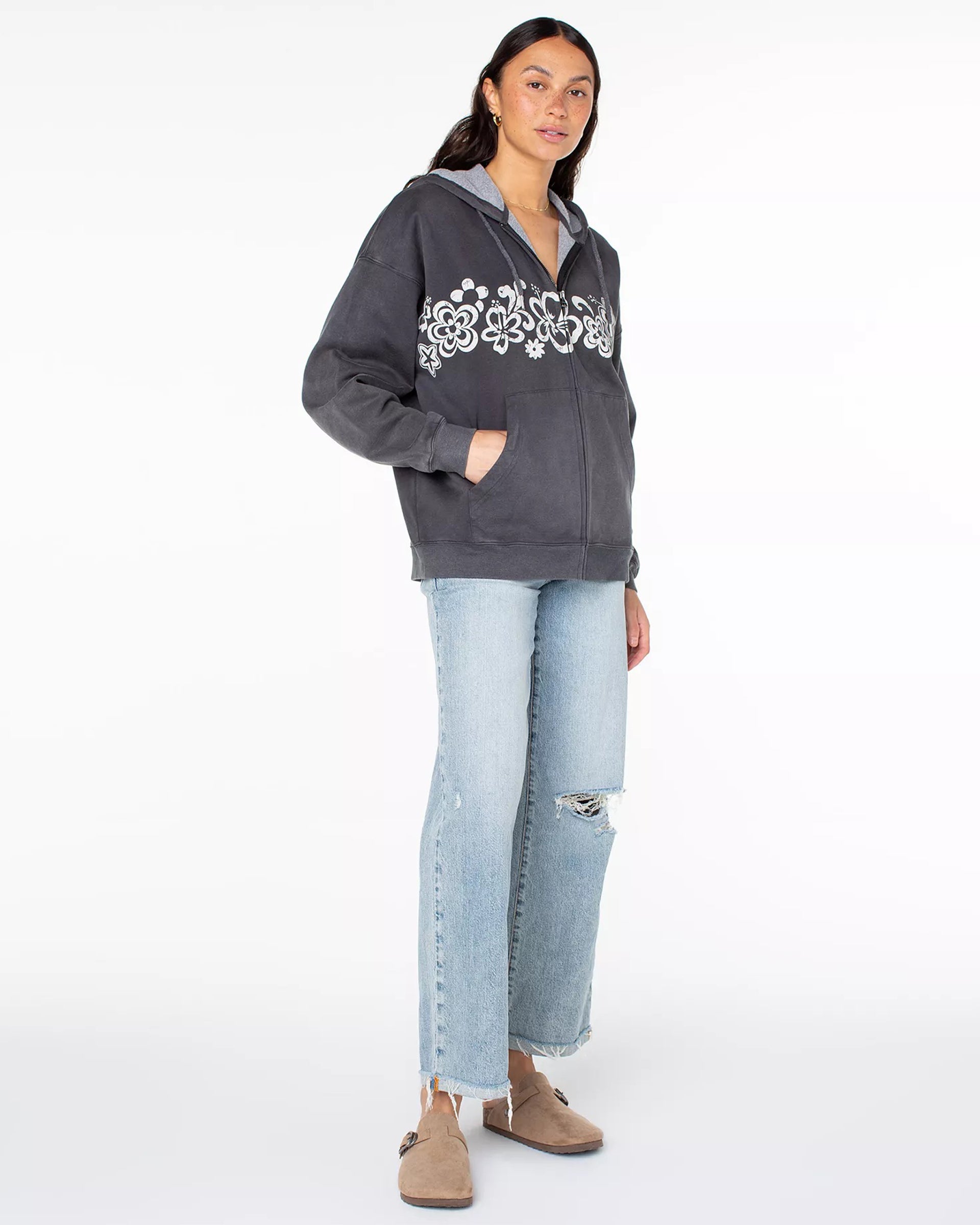 Roxy Women's Lineup Oversized Zip-Up Hoodie - Phantom