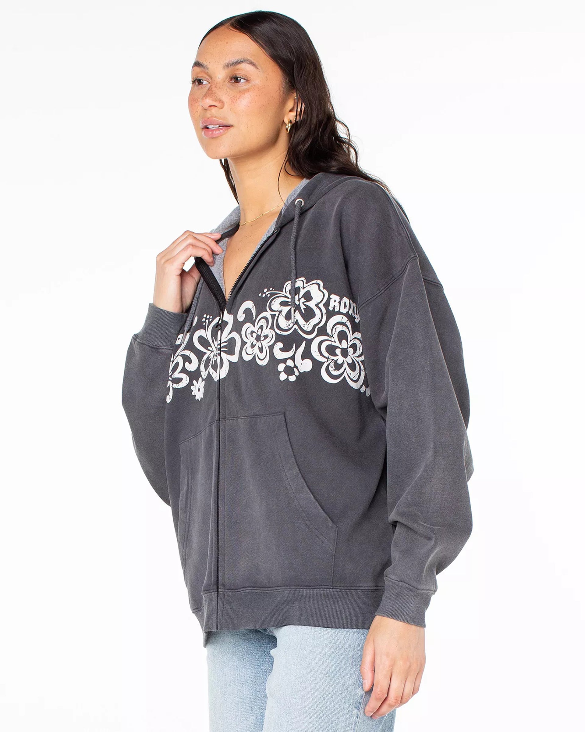 Roxy Women's Lineup Oversized Zip-Up Hoodie - Phantom