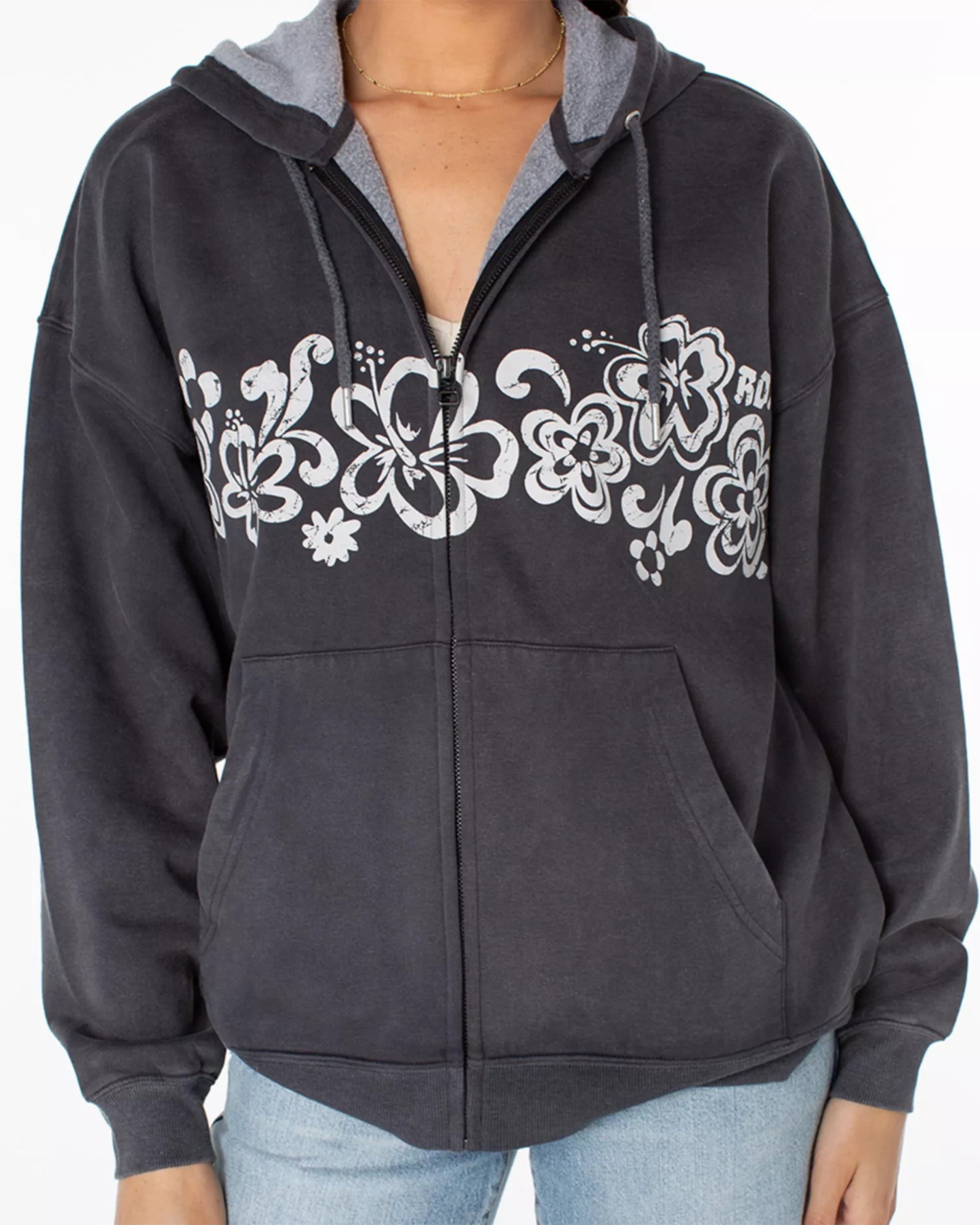Roxy Women's Lineup Oversized Zip-Up Hoodie - Phantom
