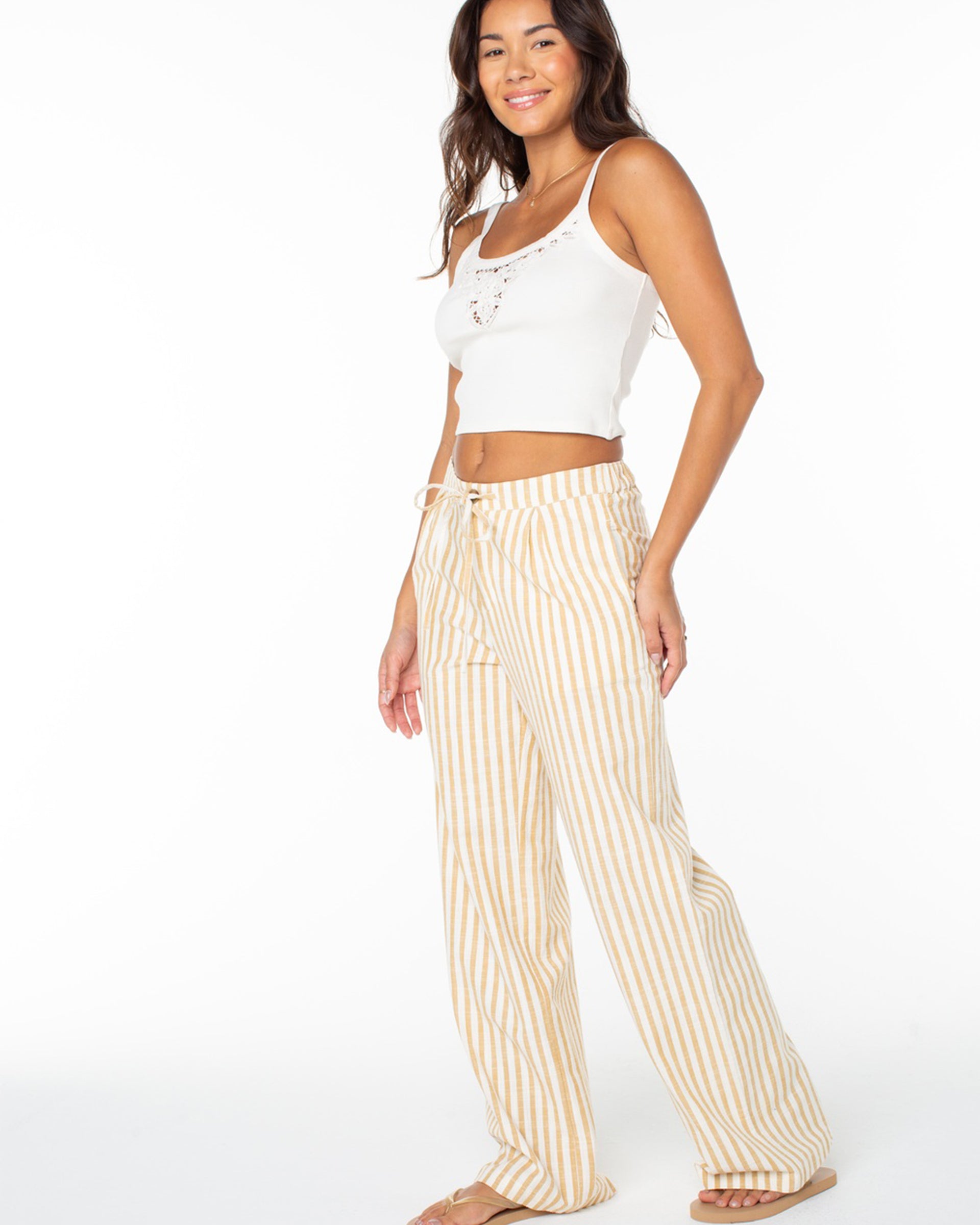 Roxy Women's Mavericks Trouser - Curry Jail Bird Stripe