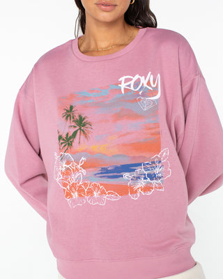 Roxy Women's Morning Hike Crewneck - Lilas Beach Collage
