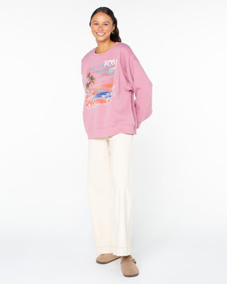 Roxy Women's Morning Hike Crewneck - Lilas Beach Collage