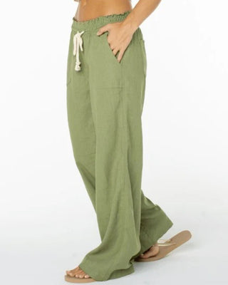 Roxy Women's Oceanside Wide Leg Pant - Oil Green