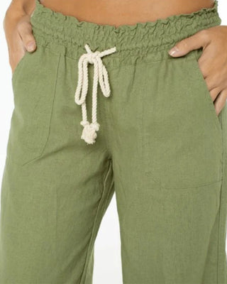 Roxy Women's Oceanside Wide Leg Pant - Oil Green