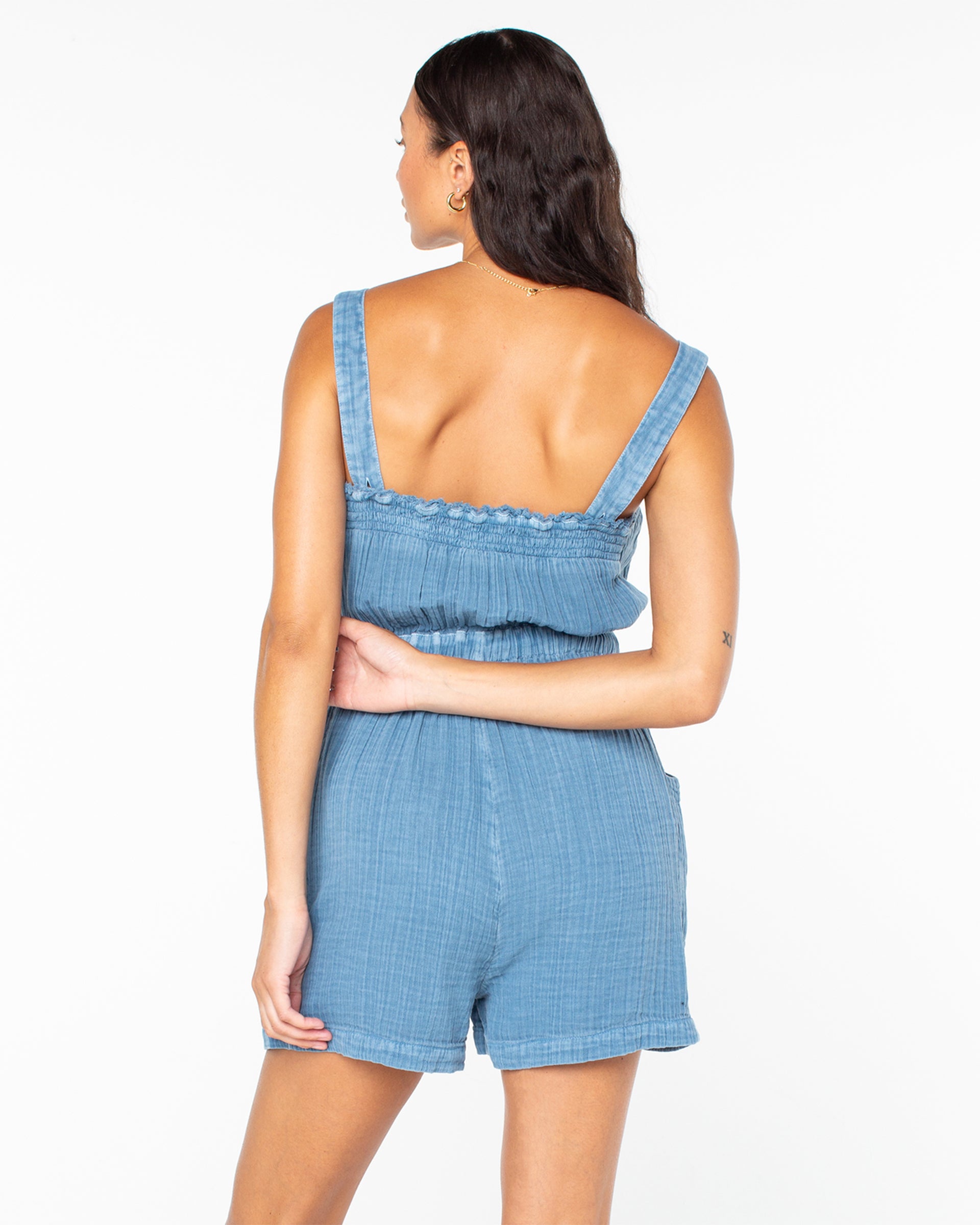 Roxy Women's On Beach Time Romper - Captains Blue Solid