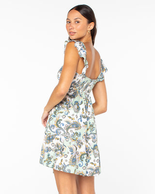 Palmy Days Mini Dress - Captains Blue Panama Paisley - Captains Blue Panama Paisley