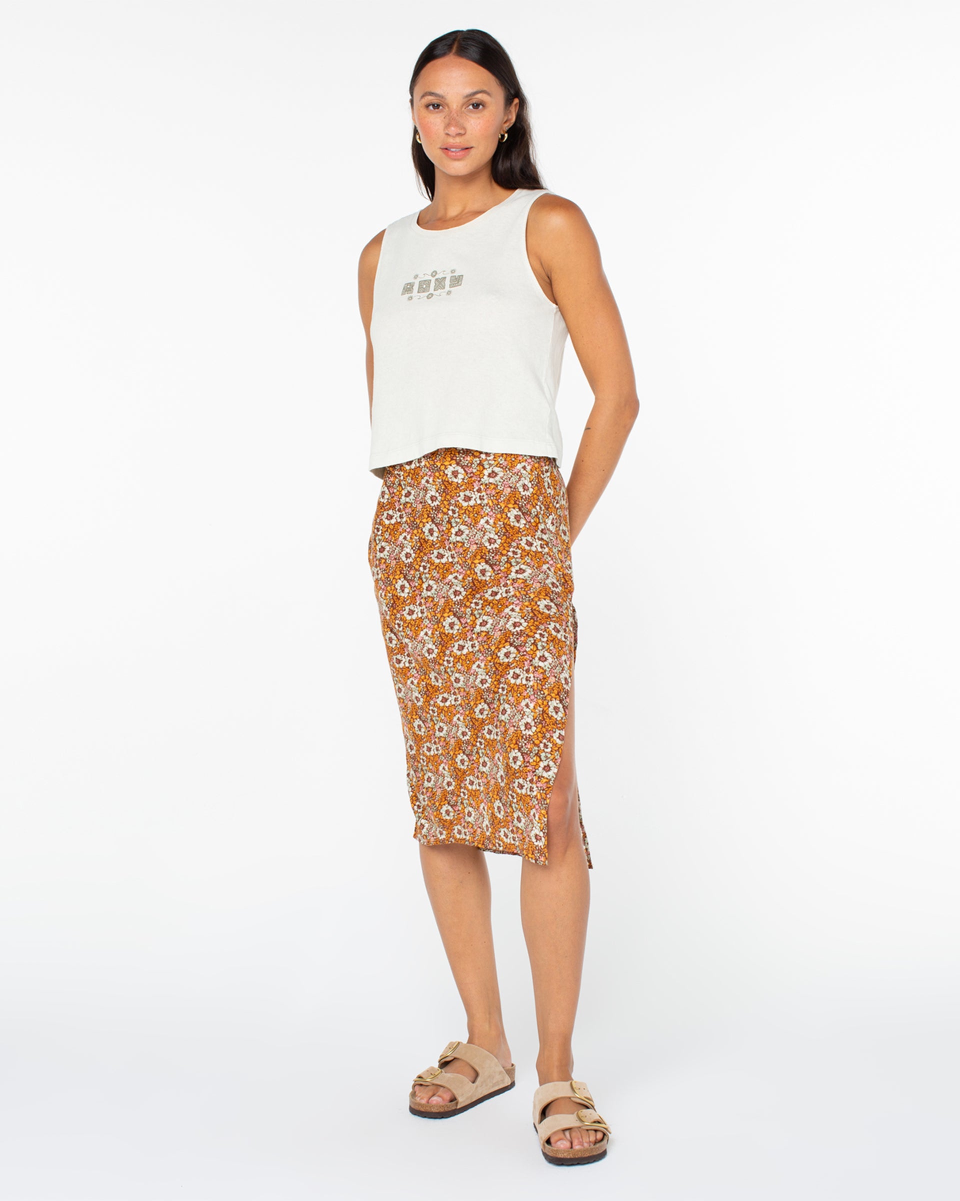 Roxy Women's Poly Blocks Wildflower Tank - Cement