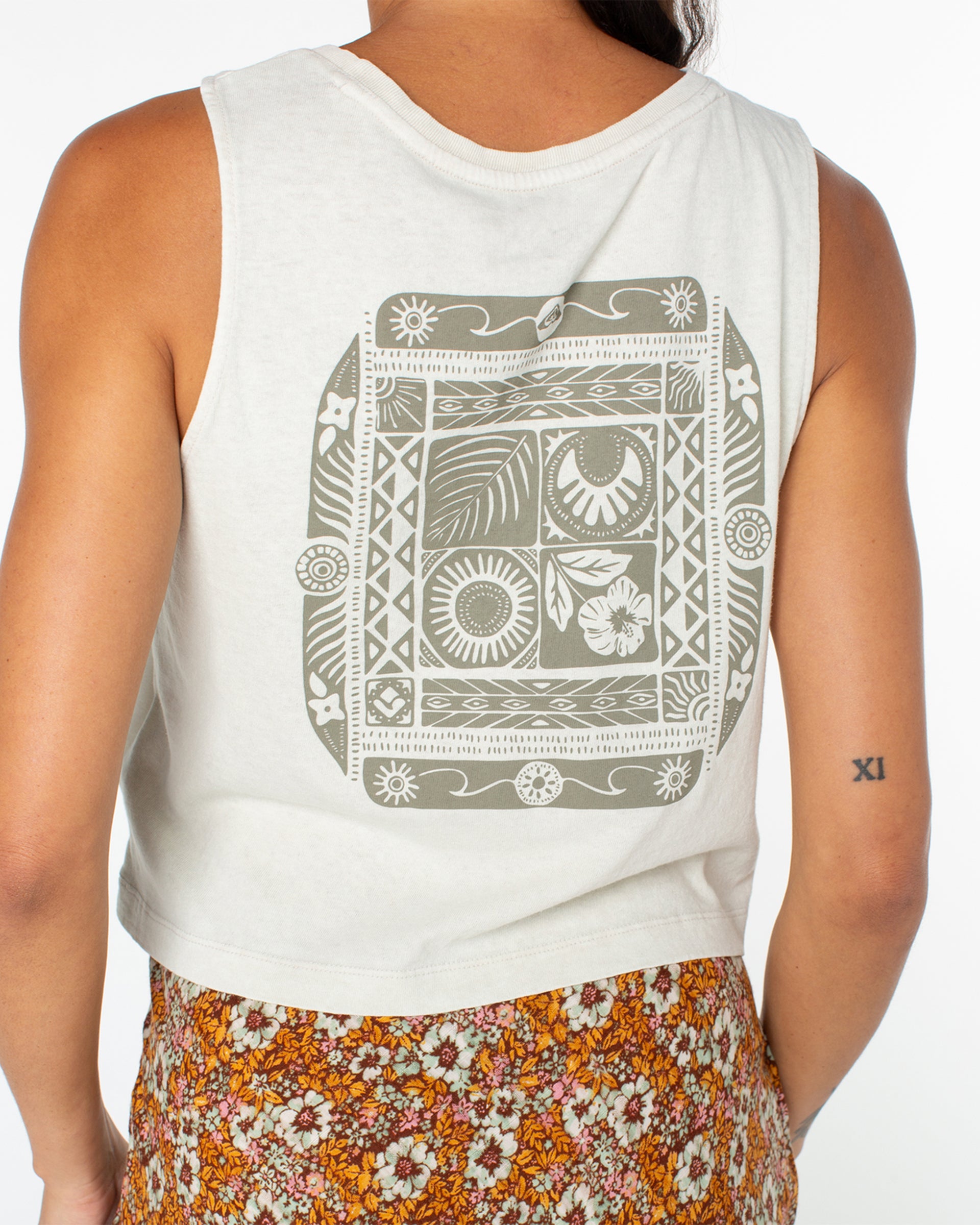 Roxy Women's Poly Blocks Wildflower Tank - Cement