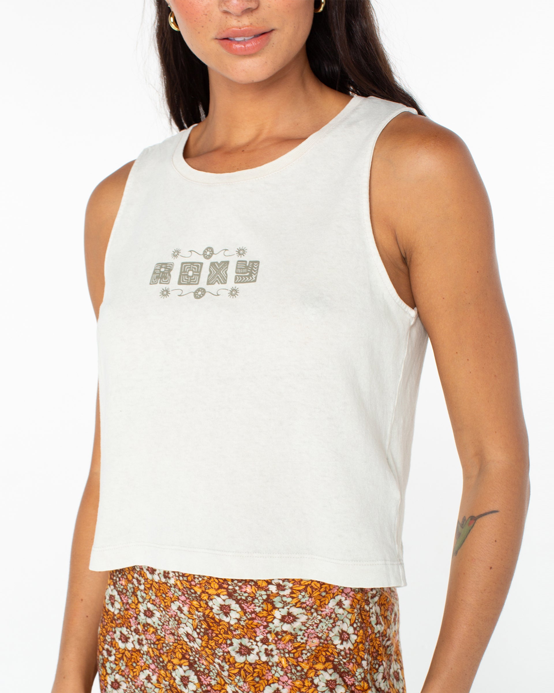 Roxy Women's Poly Blocks Wildflower Tank - Cement