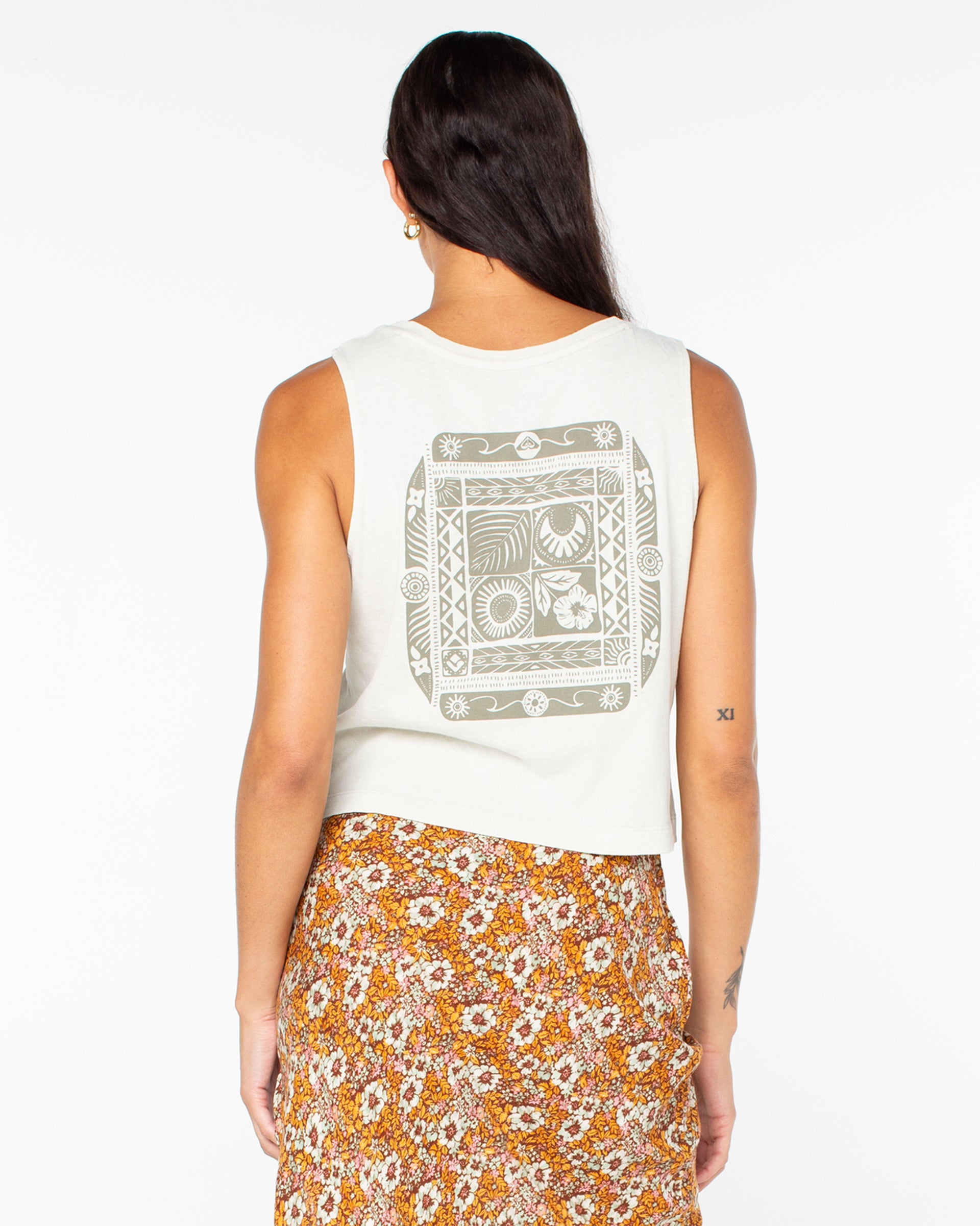 Roxy Women's Poly Blocks Wildflower Tank - Cement