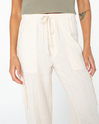 Roxy Women's Precious Cargo Slub Pant - Parchment