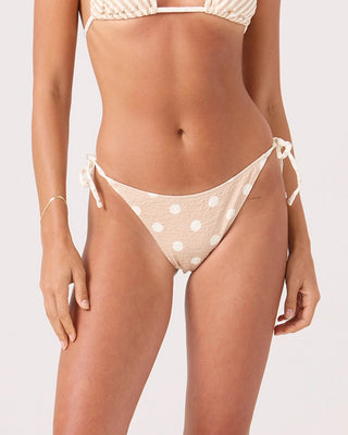 Roxy Women's Puka Dots Tie Side Cheeky Bikini Bottom - Neutral Combo