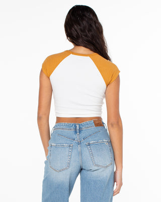 Roxy Women's Retro Heritage Cropped Tee - White