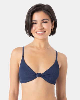 Roxy Women's Rib Roxy Love Knot Bralette Bikini Top - Mood Indigo