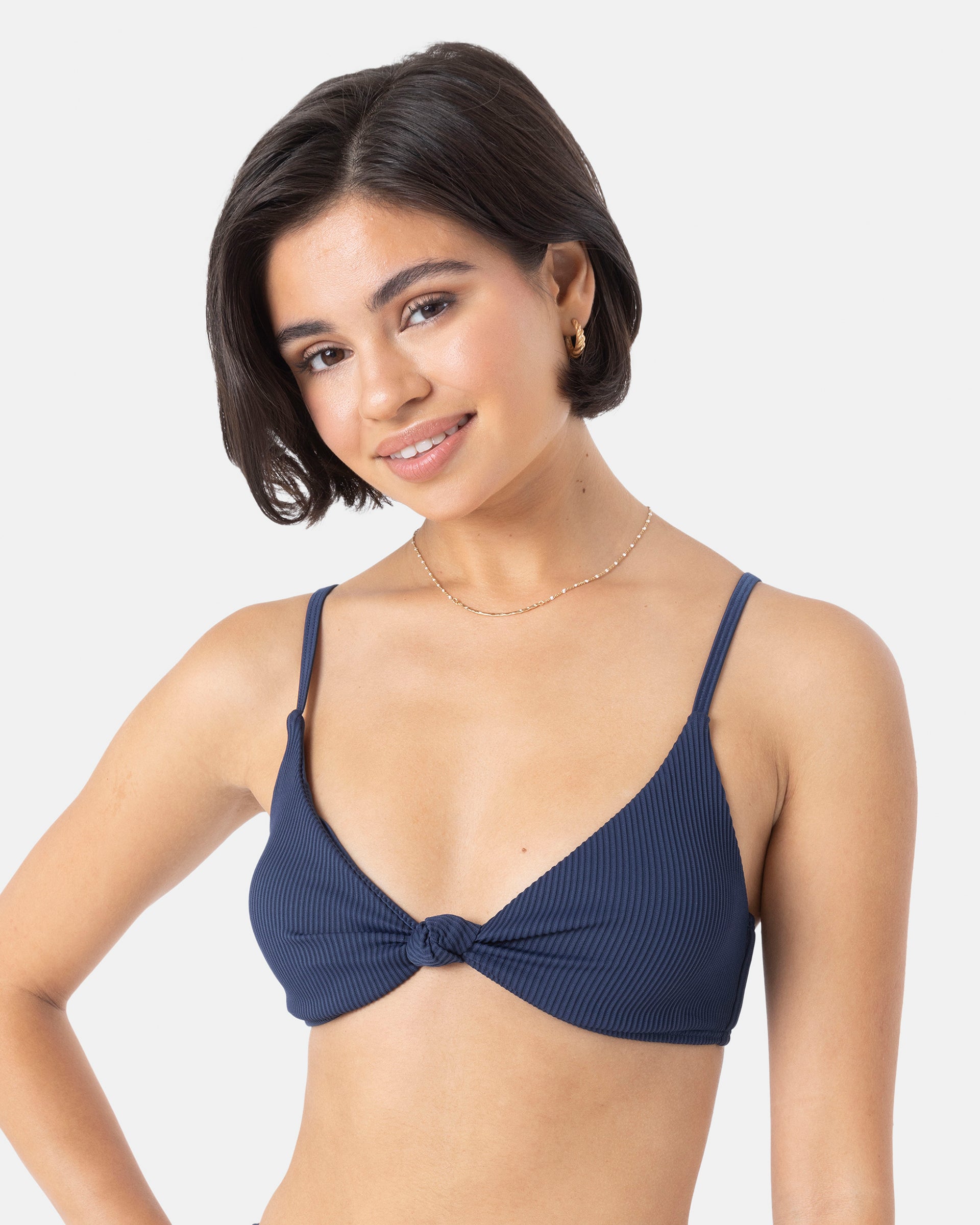 Rib Roxy Love Knot Bralette Bikini Top - Mood Indigo – Jack's